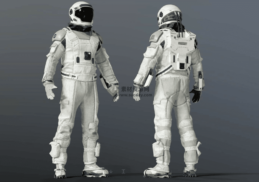 经典宇航员3D模型素材，航天员太空衣服装三维模型，有FBX OBJ MAX设计素材带贴图-爱资源