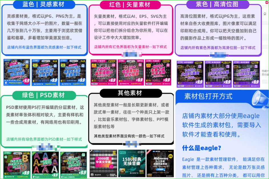 自费49.99购买的整店素材！Eagle软件最大的设计及灵感素材库，设计师的宝藏素材库，分类清晰