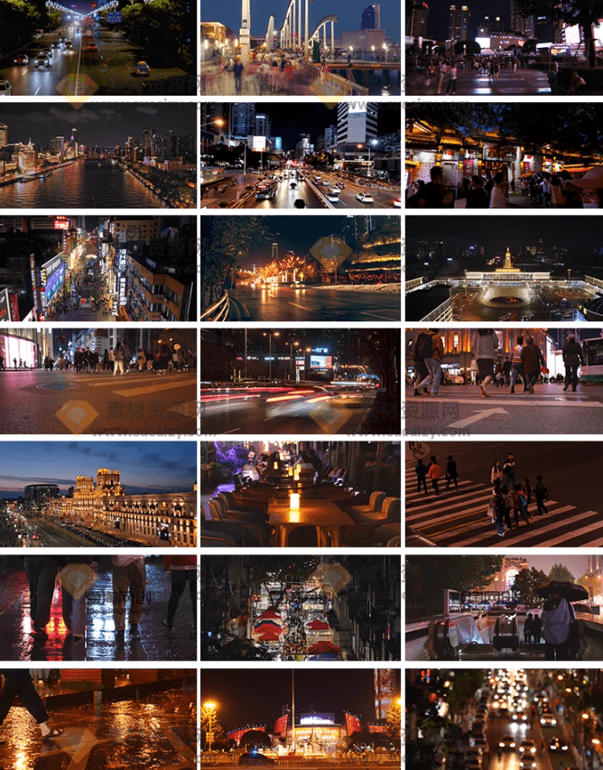 某宝售价12.8，4K夜景人流车流视频共计155款，高清无水印短视频素材