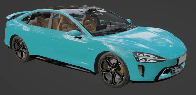 顶流汽车3D模型素材，雷军汽车小米su7模型，含blend和3dmax格式