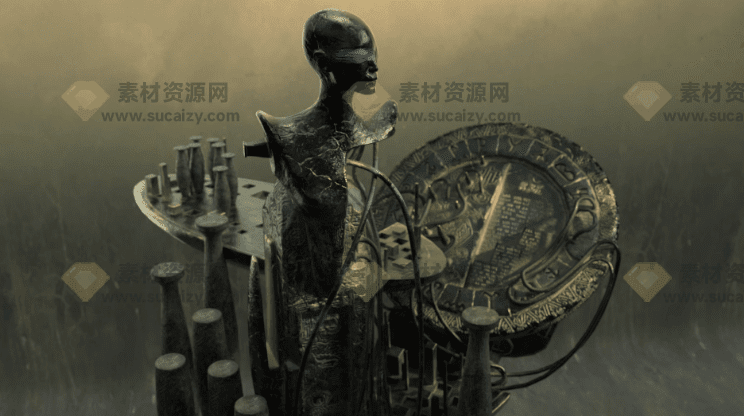 科幻古神秘石柱经典科幻3D模型石像石柱模型，FBX、PNG格式素材