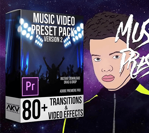 80+多种音乐类短视频剪辑过渡转场素材包，PR转场预设素材合集-爱资源