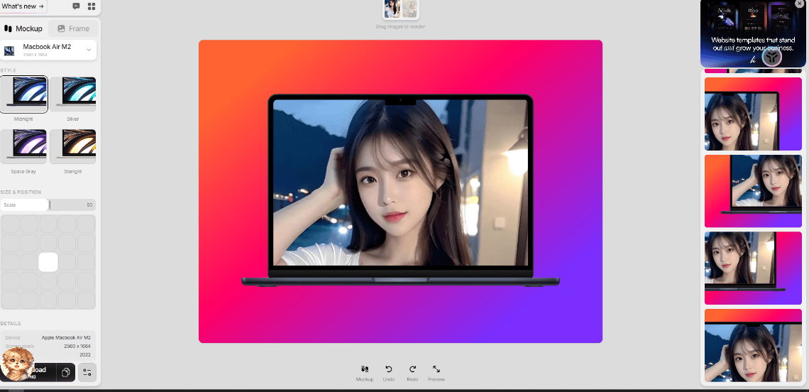 带壳截图、截图美化站，支持生成漂亮的截图和样机图片！内置多个模板，本站很多图片都是它辅助生成的