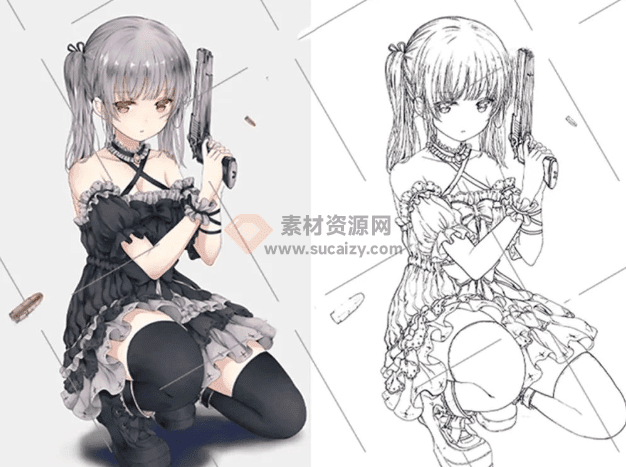 Adobe又出黑科技！PS卡通转线稿动作插件，支持2024最新版，win+mac系统，图片转线稿插件