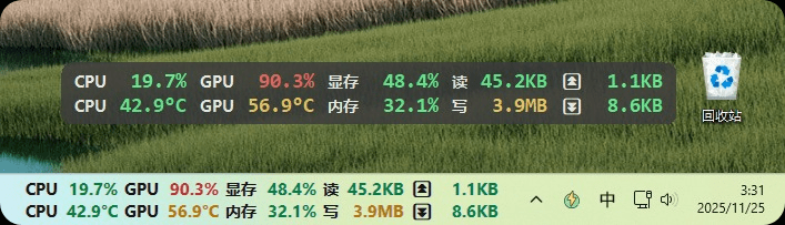 Github开源桌面硬件监控神器，体积仅1.8MB，界面美观，实时监测CPU、GPU、内存等系统性能 LiteMonitor