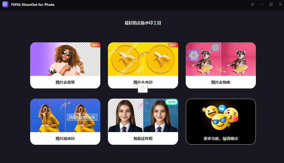 人工智能处理图像工具！支持批量，图片去水印神器！一键去水印，抠图，人物背景替换等，完全免费