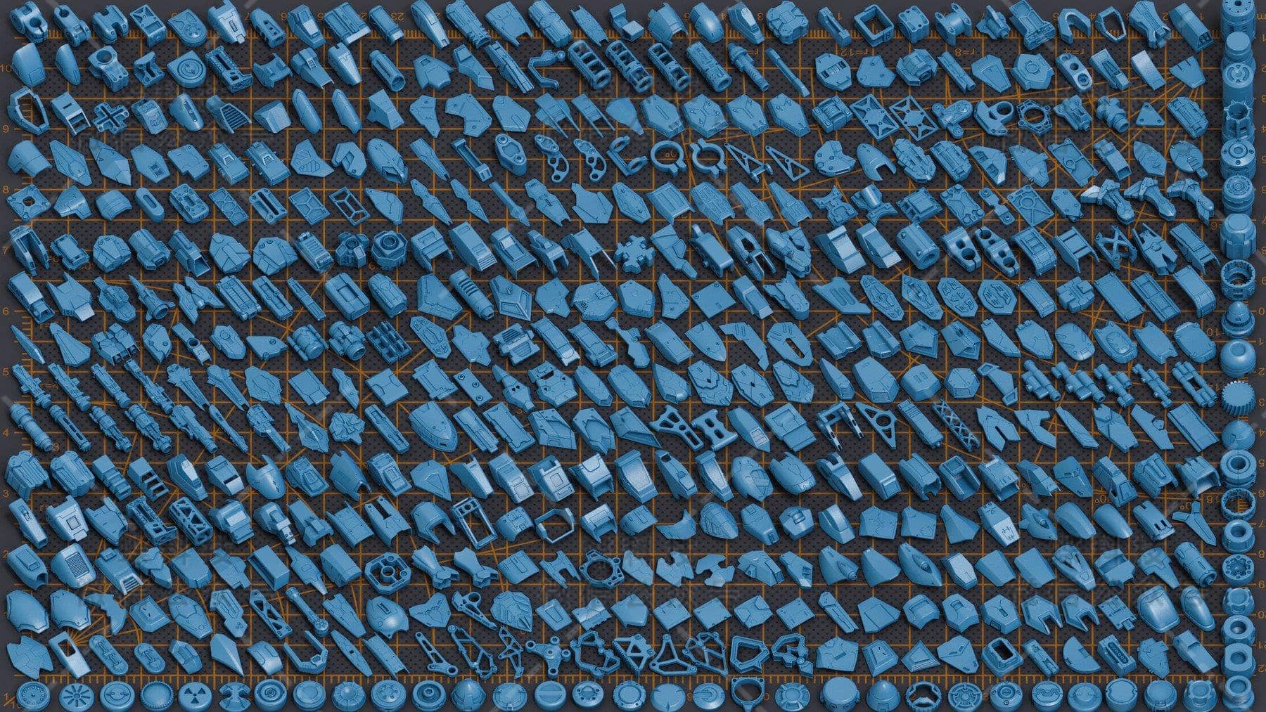 顶级模型！整整500个高达机器人零件科幻机械硬表面3D模型，3Dmax fbx obj格式素材