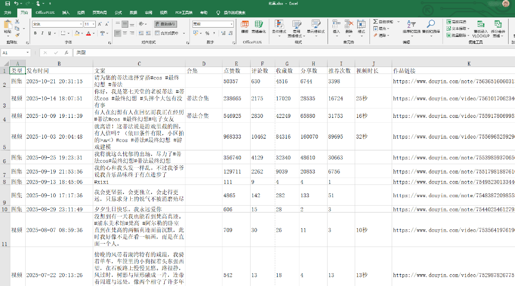 吾爱大神出品！抖音主页作品一键批量下载，支持导出数据，完全免费，支持Win系统使用 附带使用教程