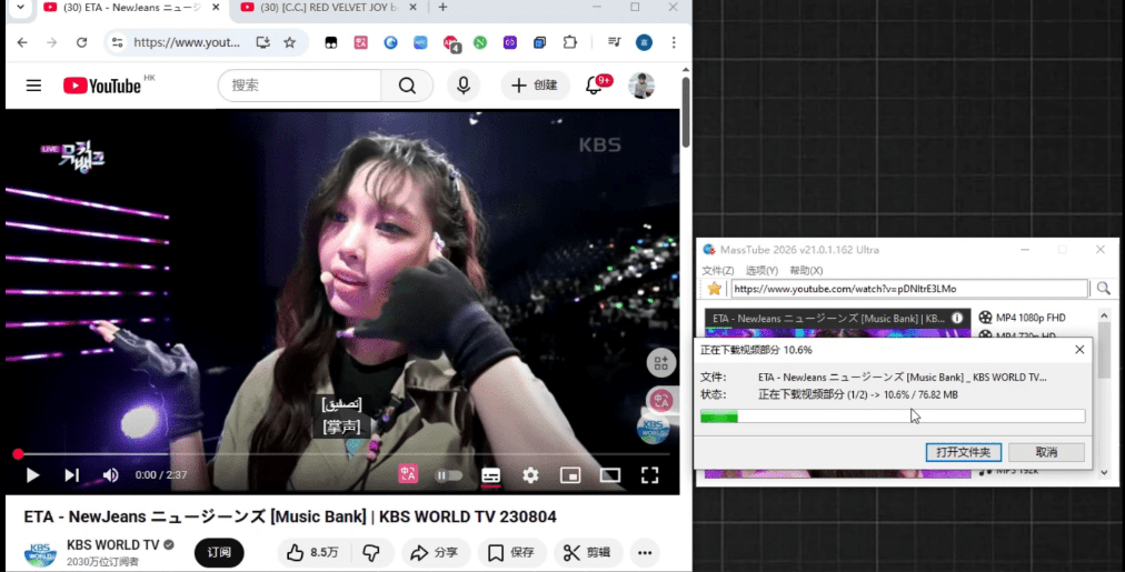 最新Youtube视频音频下载器！完全免费，最高支持4K画质，支持win系统，自动解析嗅探下载 MassTube