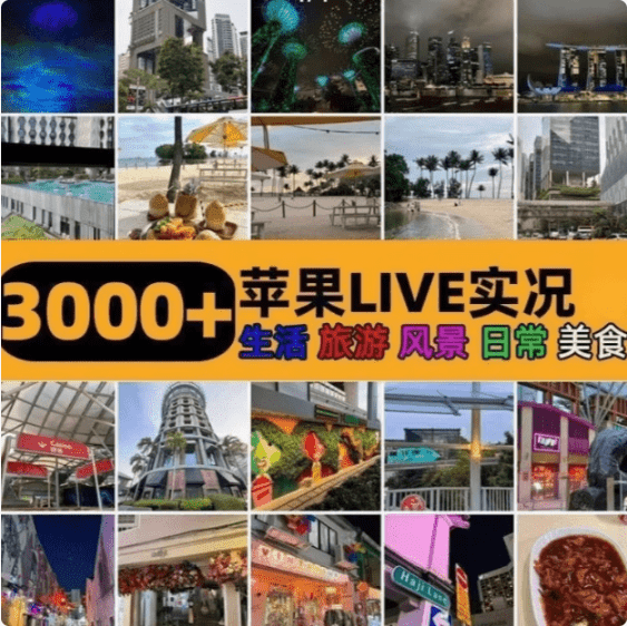 自费购买素材！高清实况素材3000+，动态时况苹果live素材包，适合自媒体起号，高画质视频素材-爱资源