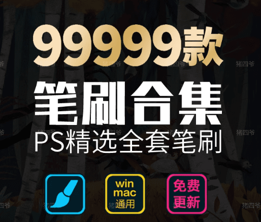 超全！9999+款PS笔刷合集，超40GB文件，满足PS所有笔刷需求，分类清晰，可直接使用 支持win/mac系统