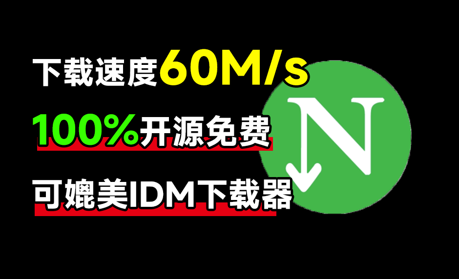 下载速度60M/s，直接跑满带宽！最新NDM中文绿色汉化版，内附详细安装使用教程，平替IDM下载器-爱资源
