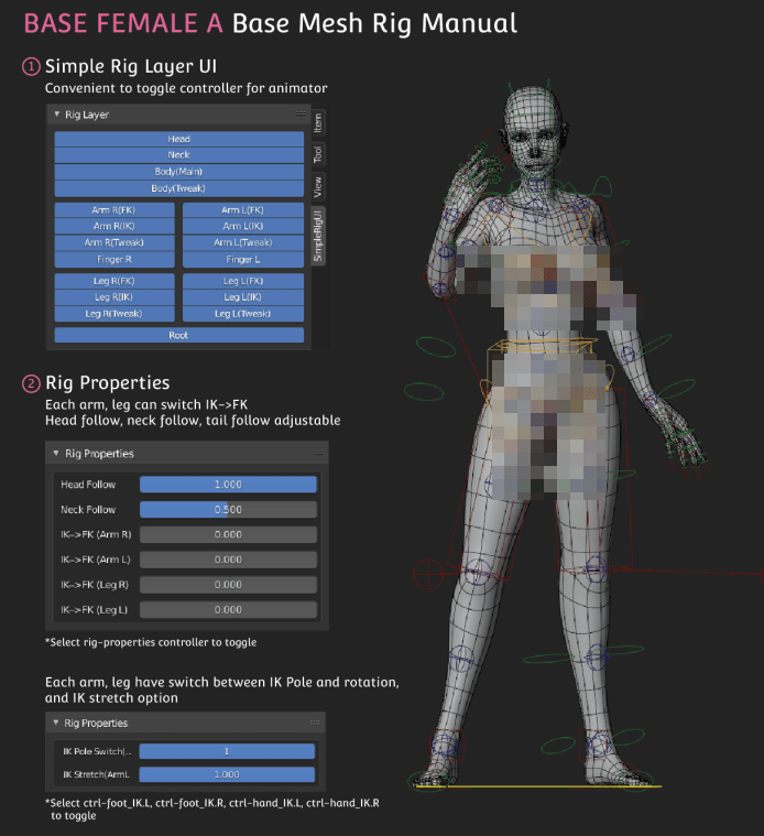 3D基础资产模型！人体基础3D模型，含绑定，女人小孩儿童 身体 手脚 肢体（C4D blend fbx obj格式）