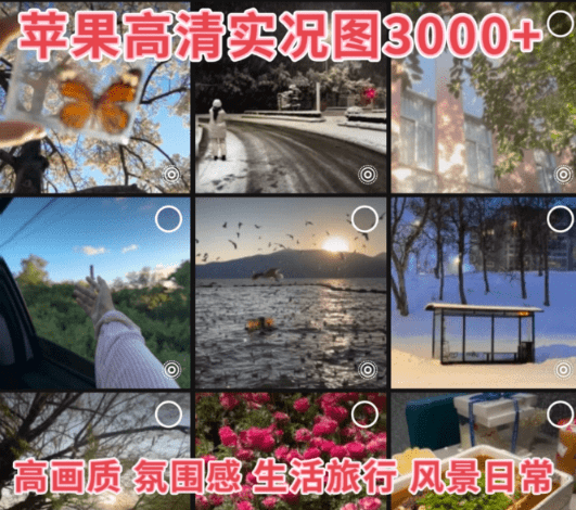 自费购买素材！高清实况素材3000+，动态时况苹果live素材包，适合自媒体起号，高画质视频素材