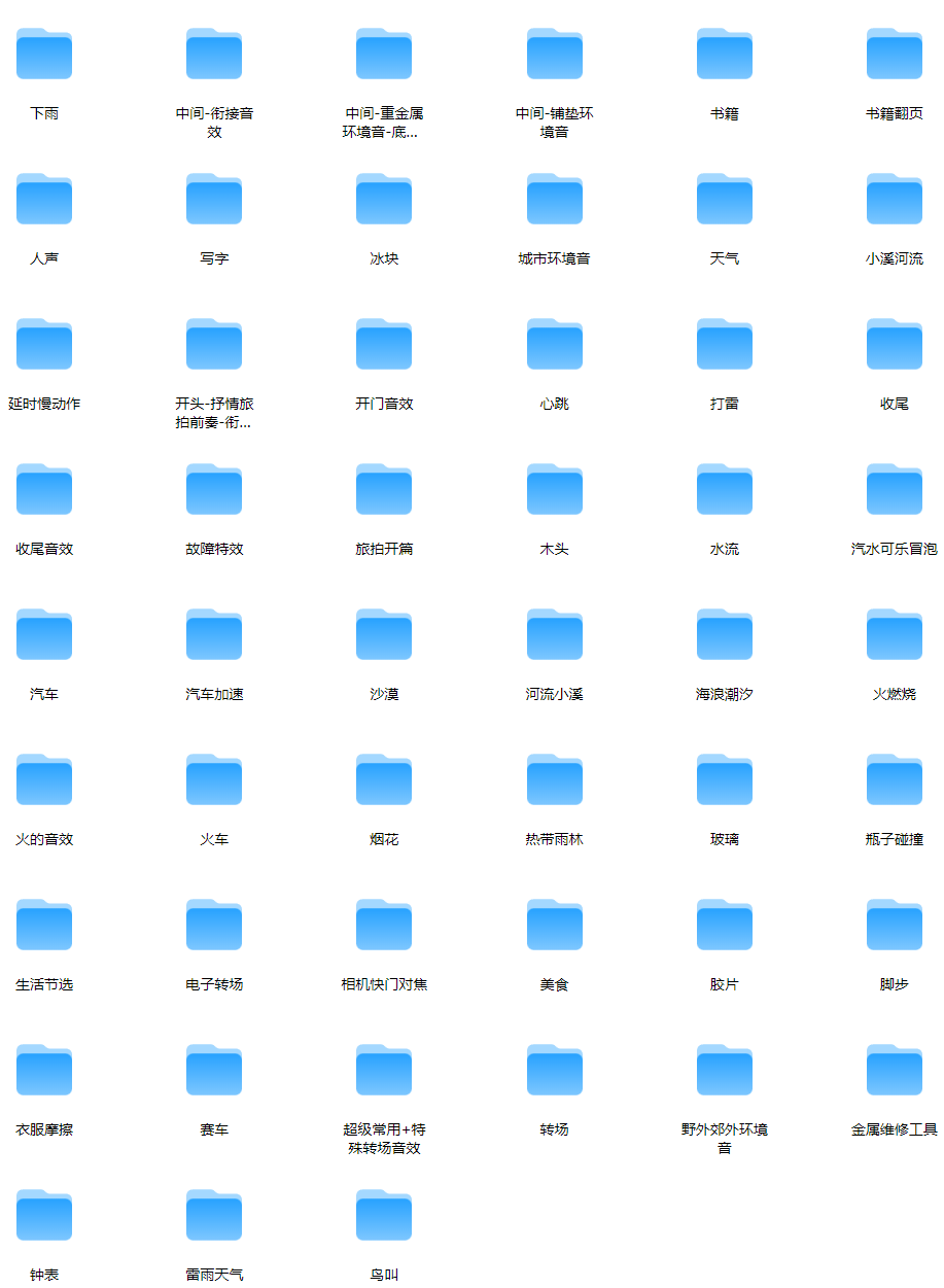 万能音效剪辑公式音效合集！ 沉浸式音效设计 / 文件共81GB / 过渡衔接音效包，全中文精细分类，超全超贴心