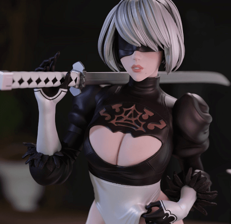 尤尔哈2B扛剑《尼尔：机械纪元》游戏角色雕刻手办3D打印模型-爱资源