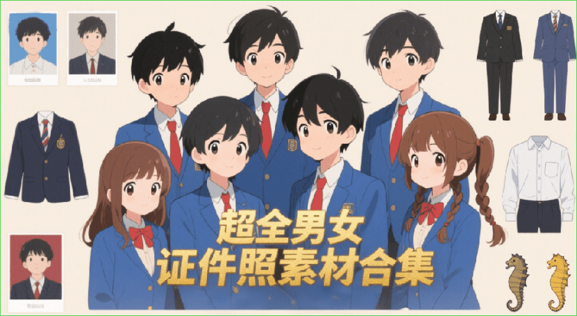 超全男女证件照素材合集！共计700款PSD证件照服装，高清无水印，影楼及自用高质量素材修图素材-爱资源