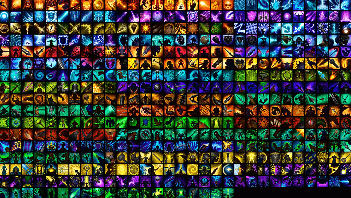 500个Rpg游戏角色魔法ui图标，unity游戏幻想法术图标徽章素材