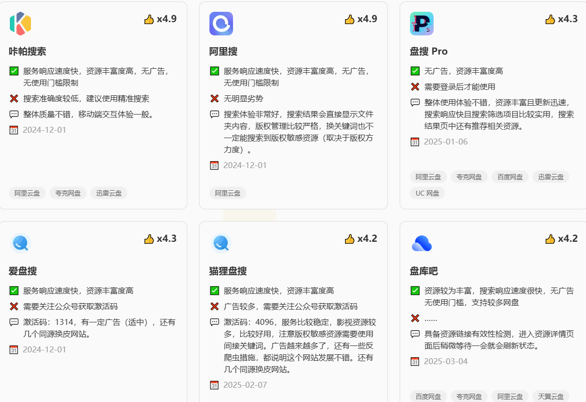 神站来了！网盘搜索工具导航站，现已经收录了105个网盘资源搜索站，找网盘资源从此不缺地方了~