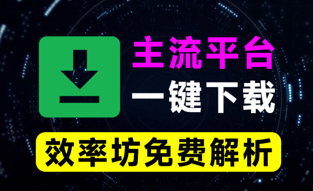 效率坊解析工具！主流视频平台一键解析下载，支持B站、抖音、YouTube、小红书、tiktok等平台，免费在线用