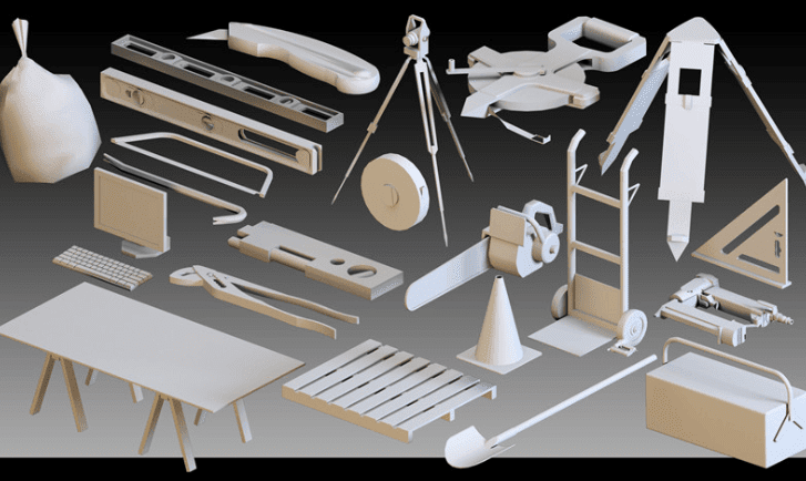 79款高细节建筑工地设备3D模型，FBX、OBJ、MAX格式基础白模