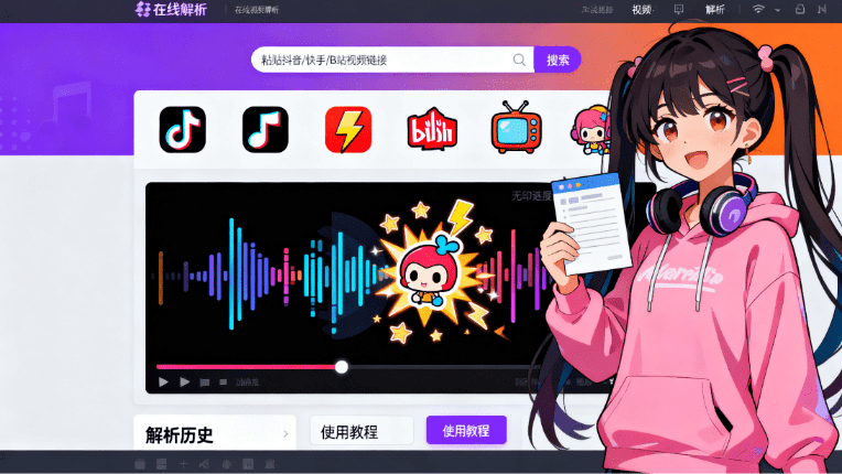 宝藏网站！从抖音、快手、B站等各大平台一键解析无水印视频，简单易用，输入链接即可提取 Bugpk-爱资源