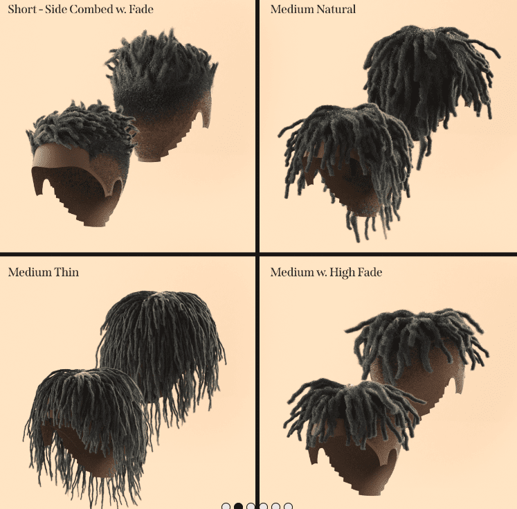 8种不同样式发型长发卷发造型，杀马特卷发发型3D模型 Dreads Hair Pack(Vol 2)