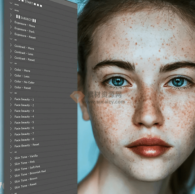 AI智能修图PS动作！只需一键，即可调整和增强人像的肤色、天空色背景色等，便捷效率~