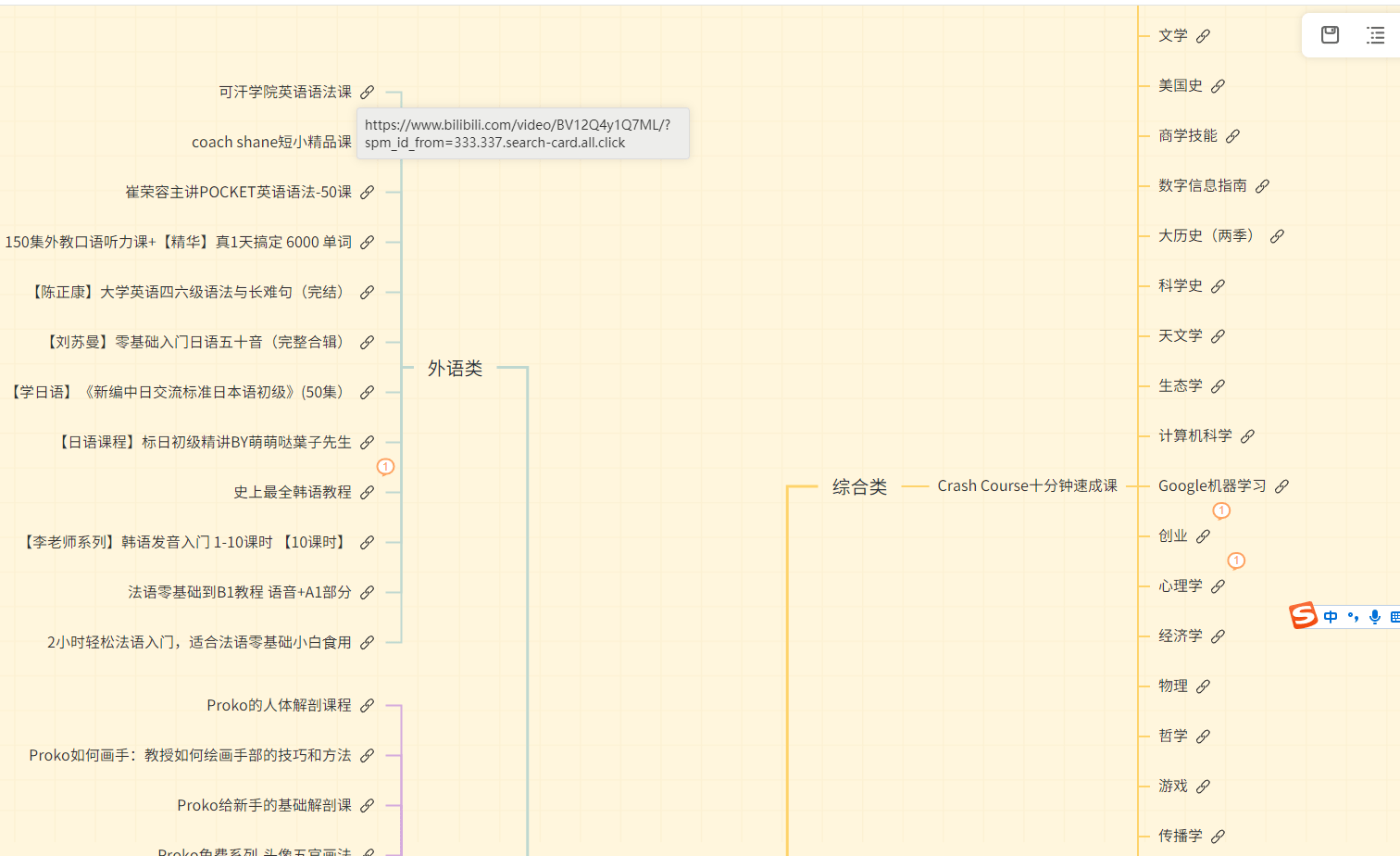 B站网课资源推荐站！已整理为思维导图模式，附带视频播放地址，学习网站分享-爱资源