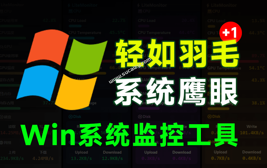 Github开源桌面硬件监控神器，体积仅1.8MB，界面美观，实时监测CPU、GPU、内存等系统性能 LiteMonitor-爱资源