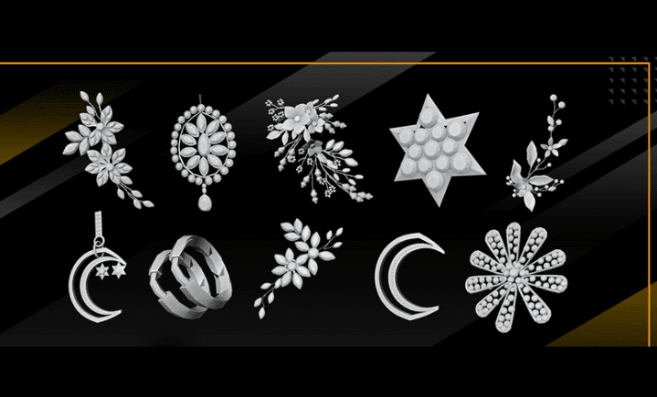 90款水晶首饰钻石项链3D模型，含戒指耳环项链吊坠基础白模带UV