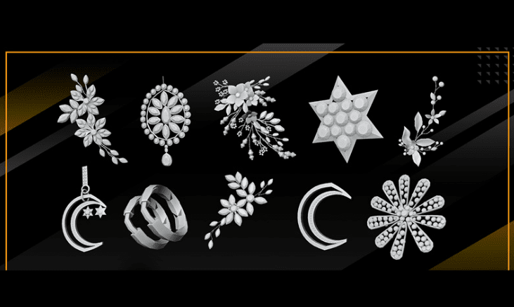 90款水晶首饰钻石项链3D模型，含戒指耳环项链吊坠基础白模带UV