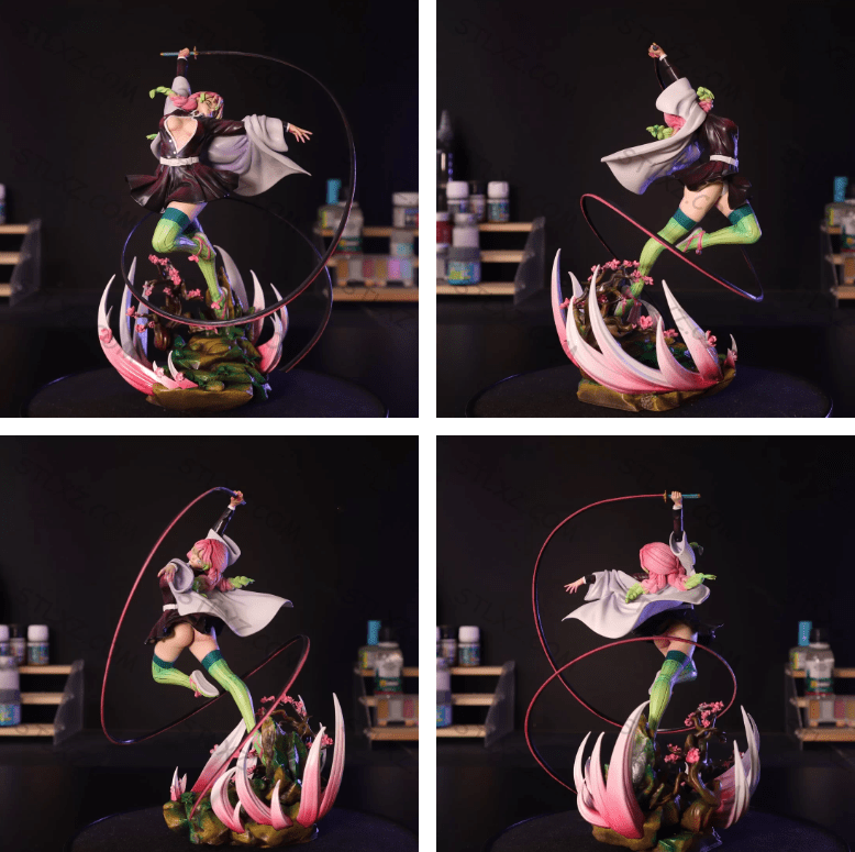 甘露寺蜜璃《鬼灭之刃》动漫角色雕刻手办3D打印模型，3D独立手办模型