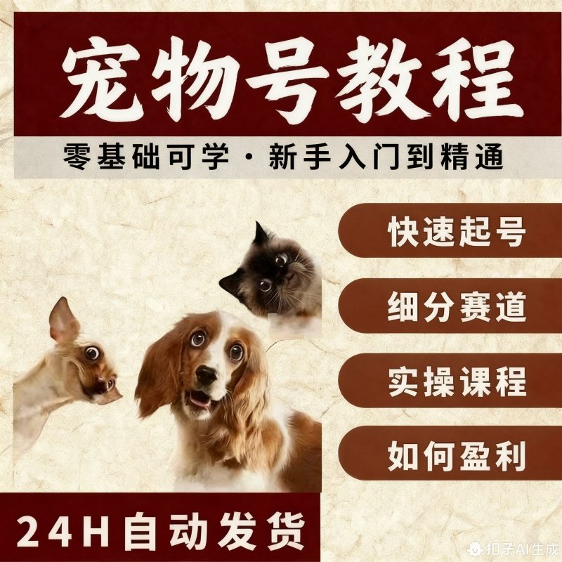 宠物自媒体教程小白入门到精通起号运营萌宠短视频小学课程-爱资源