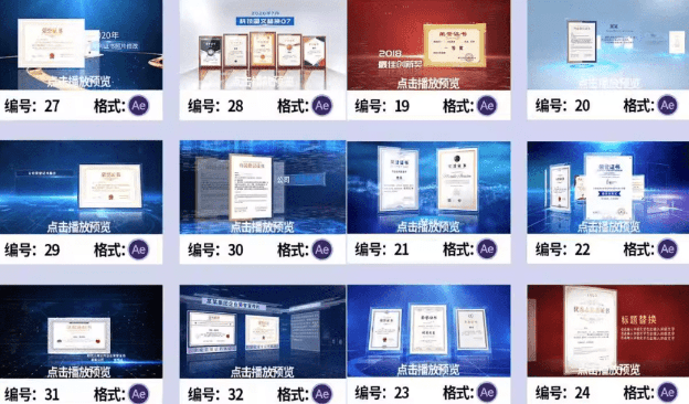 图片[4]-某宝购买素材！超50+套高颜值荣誉证书奖牌展示，企业集团单位学校获奖状荣誉展示AE模板素材合集-爱资源