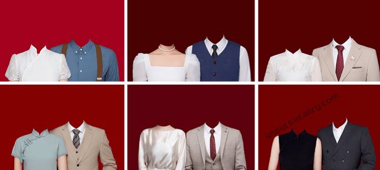 火爆全网的海马体结婚证件照素材合集！影楼必备，结婚证件照PSD设计素材，含源文件和预览图