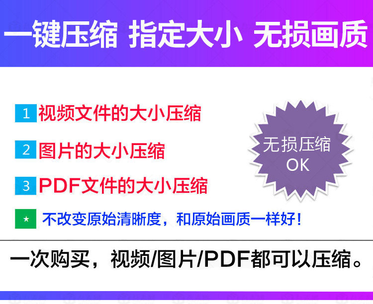 视频图片压缩软件mp4 JPG PNG PDF压缩工具批量高清无损压缩神器