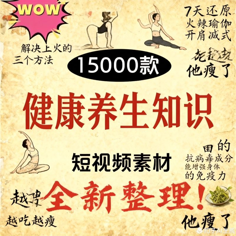 健康养生常识短视频食疗茶疗调理知识营养高清无水印剪辑素材包-爱资源