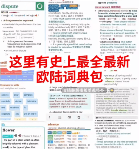 小众资源！某宝在售的欧陆词典包资源，70套合集，支持离线使用，学英语记单词英语词典电子包-爱资源