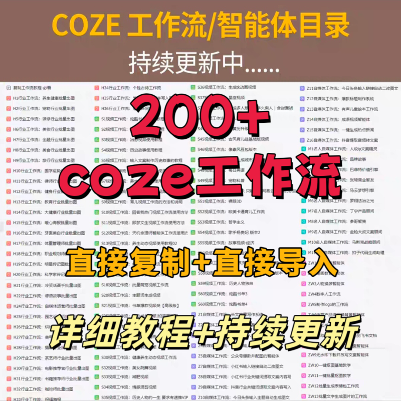 coze工作流成品直接复制 一键生成热门视频 coze教程 扣子智能体-爱资源